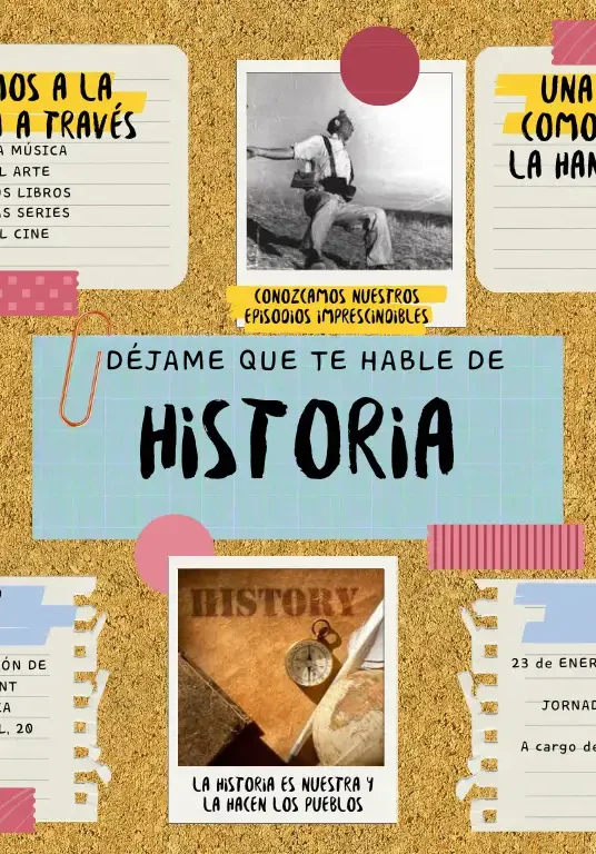 Gráfica mapa mental creatividad pizarra corcho collage amarillo